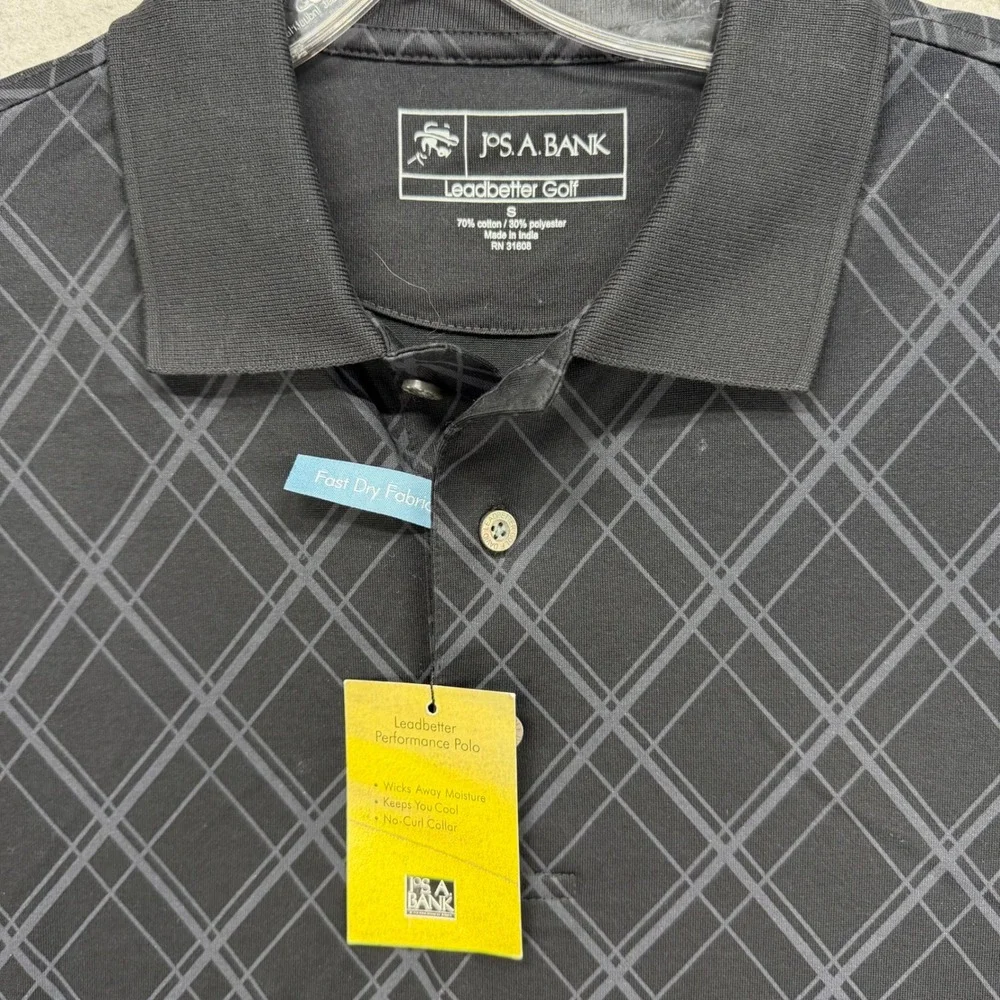 Jos. A. Bank Polo Shirt Mens Small Black Diamond Leadbetter Golf Performance NEW - Picture 3 of 6